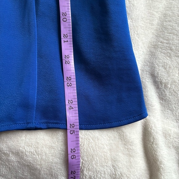 DKNY Blue Satin Button Down Hidden Button Long Sleeve Shirt - Office Siren - Picture 15 of 17